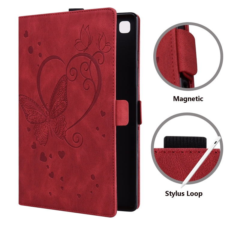 For Samsung Galaxy Tab A9+ Love Butterfly Embossed Leather Tablet Case(Red) - Galaxy Tab A9+ by buy2fix | Online Shopping UK | buy2fix