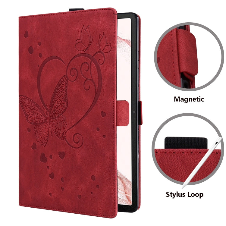 For Samsung Galaxy Tab S9 FE Love Butterfly Embossed Leather Tablet Case(Red) - Other Galaxy Tab PC by buy2fix | Online Shopping UK | buy2fix