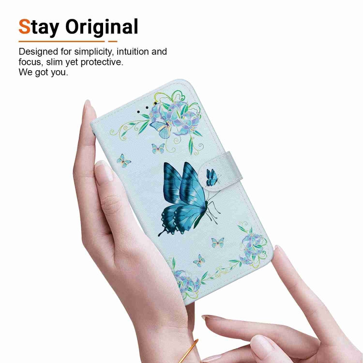 For OnePlus 11 Crystal Texture Colored Drawing Leather Phone Case(Blue Pansies) - OnePlus Cases by buy2fix | Online Shopping UK | buy2fix