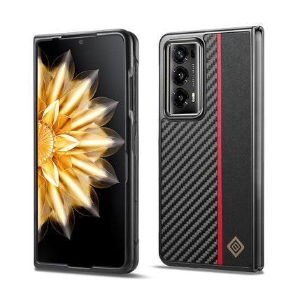 For Honor Magic V2 LC.IMEEKE Carbon Fiber Leather Phone Case(Vertical Black) - Honor Cases by LC.IMEEKE | Online Shopping UK | buy2fix