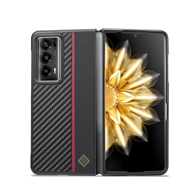 For Honor Magic V2 LC.IMEEKE Carbon Fiber Leather Phone Case(Vertical Black) - Honor Cases by LC.IMEEKE | Online Shopping UK | buy2fix