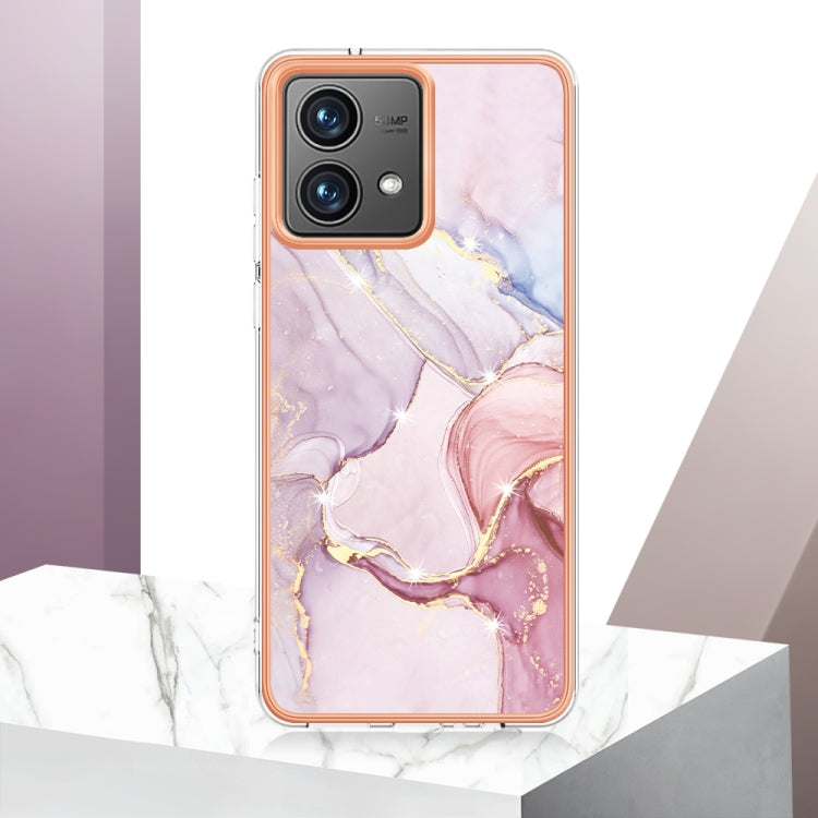For Motorola Moto G84 Electroplating Marble Dual-side IMD Phone Case(Rose Gold 005) - Motorola Cases by buy2fix | Online Shopping UK | buy2fix