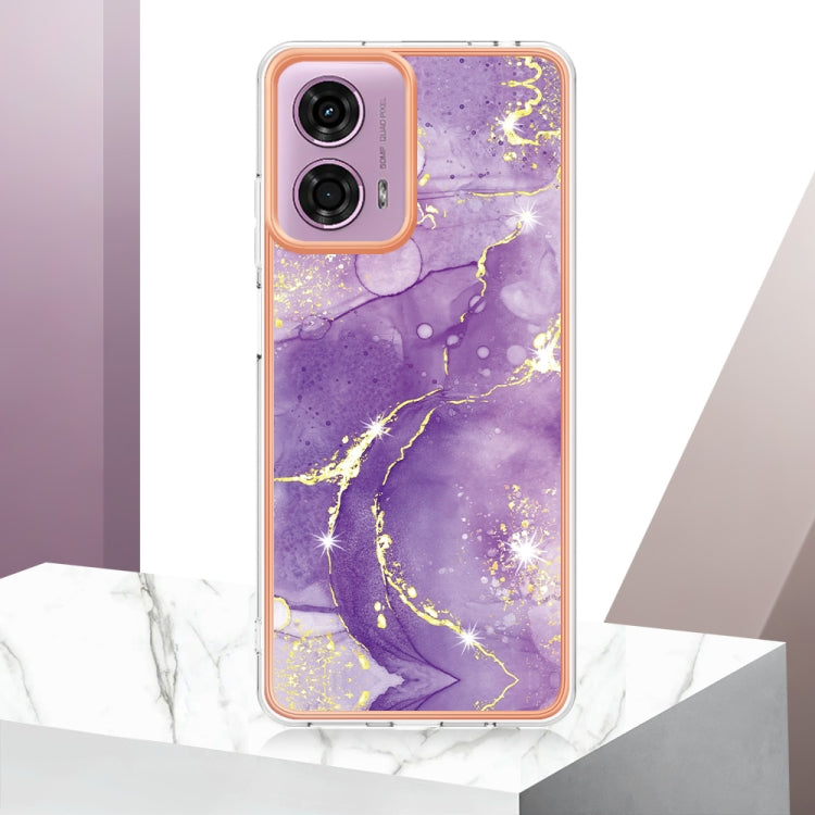 For Motorola Moto G24 4G / G04 4G Electroplating Marble Dual-side IMD Phone Case(Purple 002) - Motorola Cases by buy2fix | Online Shopping UK | buy2fix