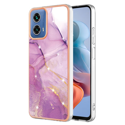 For Motorola Moto G34 Electroplating Marble Dual-side IMD Phone Case(Purple 001) - Motorola Cases by buy2fix | Online Shopping UK | buy2fix