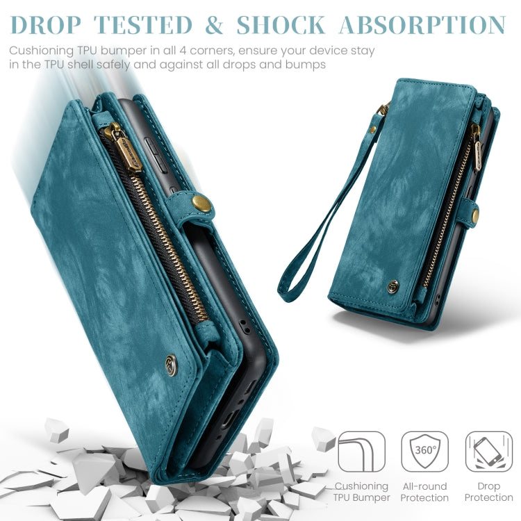 For Samsung Galaxy A35 5G CaseMe 008 Multifunctional Zipper Wallet Leather Phone Case with Lanyard(Blue) - Galaxy Phone Cases by CaseMe | Online Shopping UK | buy2fix