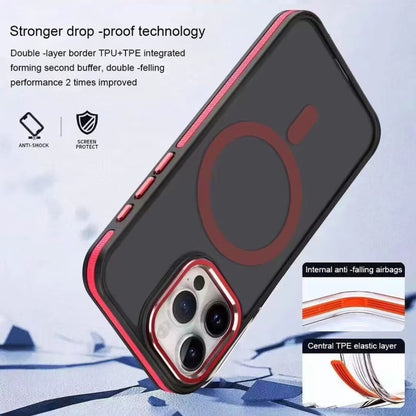 For iPhone 12 Pro Max Two-color Frosted MagSafe Magnetic Phone Case(Black) - iPhone 12 Pro Max Cases by buy2fix | Online Shopping UK | buy2fix