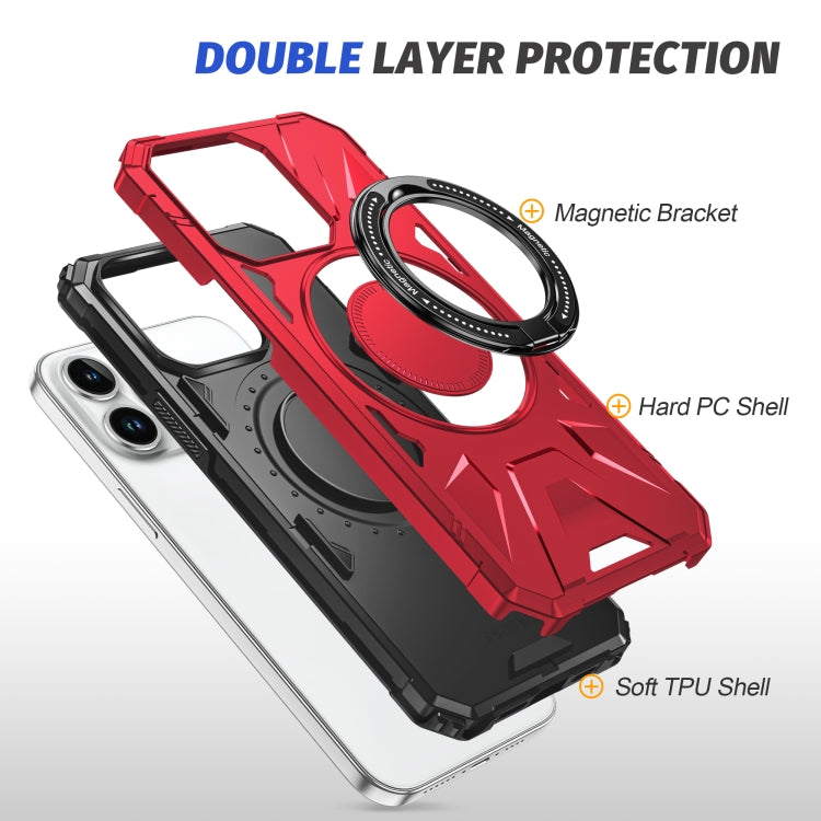 For iPhone 14 Pro Max MagSafe Magnetic Shockproof Phone Case with Ring Holder(Red) - iPhone 14 Pro Max Cases by buy2fix | Online Shopping UK | buy2fix