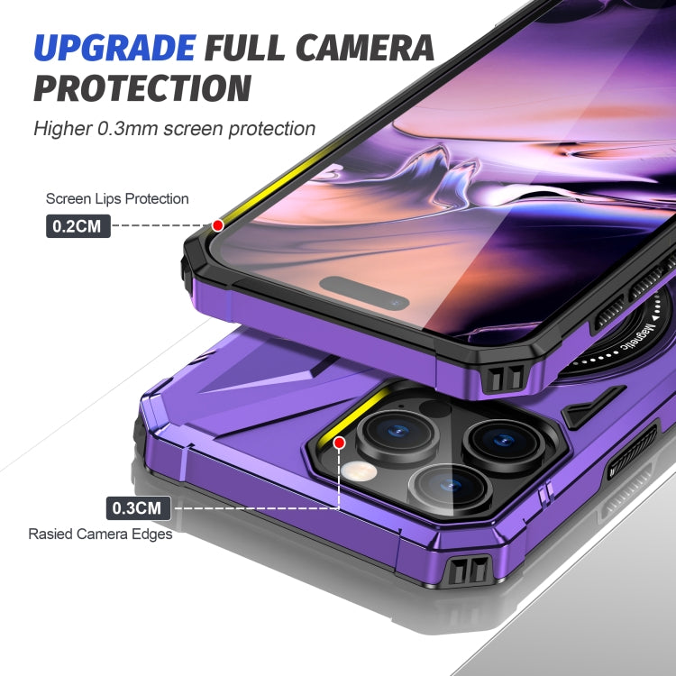 For iPhone 16 Pro MagSafe Magnetic Shockproof Phone Case with Ring Holder(Purple) - iPhone 16 Pro Cases by buy2fix | Online Shopping UK | buy2fix