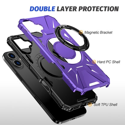 For iPhone 16 Plus MagSafe Magnetic Shockproof Phone Case with Ring Holder(Purple) - iPhone 16 Plus Cases by buy2fix | Online Shopping UK | buy2fix