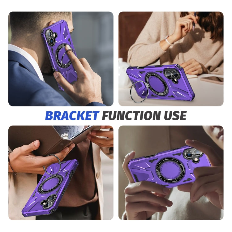 For iPhone 16 Plus MagSafe Magnetic Shockproof Phone Case with Ring Holder(Purple) - iPhone 16 Plus Cases by buy2fix | Online Shopping UK | buy2fix