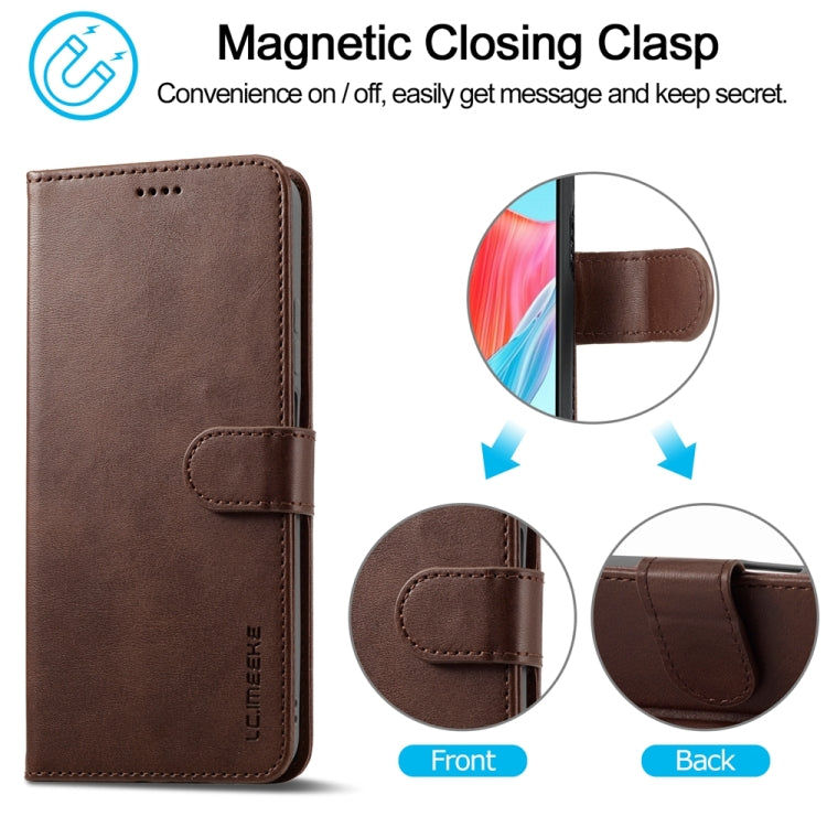 For OPPO Reno8 T 4G LC.IMEEKE Calf Texture Horizontal Flip Leather Case(Brown) - OPPO Cases by LC.IMEEKE | Online Shopping UK | buy2fix