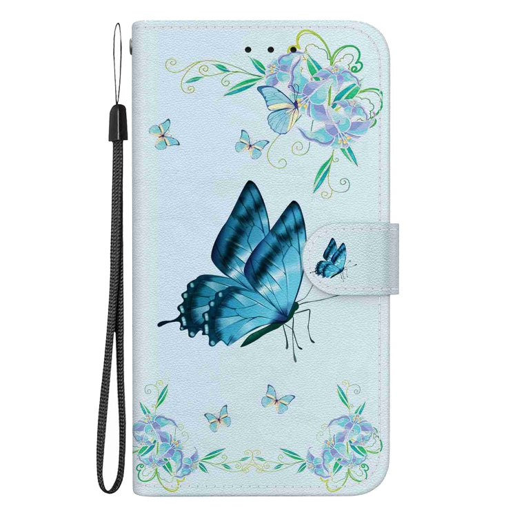 For Samsung Galaxy S21 Ultra 5G Crystal Texture Colored Drawing Leather Phone Case(Blue Pansies) - Galaxy S21 Ultra 5G Cases by buy2fix | Online Shopping UK | buy2fix