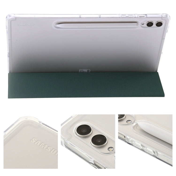 For Samsung Galaxy Tab S9+ 3-Fold Clear Acrylic Leather Tablet Case(Deep Green) - Galaxy Tab S9+ Cases by buy2fix | Online Shopping UK | buy2fix