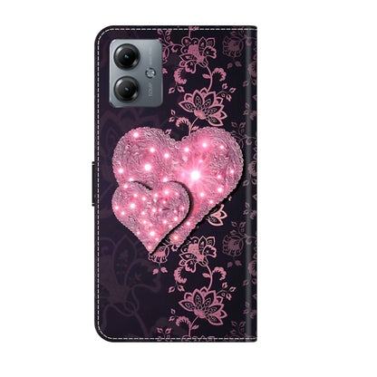 For Motorola Moto G14 Crystal 3D Shockproof Protective Leather Phone Case(Lace Love) - Motorola Cases by buy2fix | Online Shopping UK | buy2fix