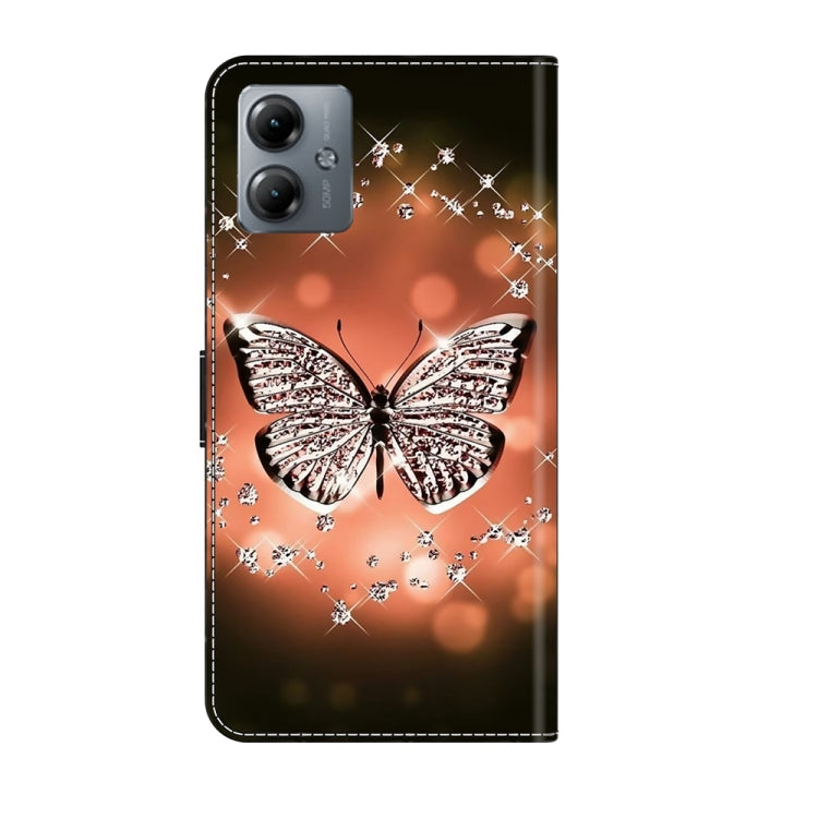 For Motorola Moto G14 Crystal 3D Shockproof Protective Leather Phone Case(Crystal Butterfly) - Motorola Cases by buy2fix | Online Shopping UK | buy2fix