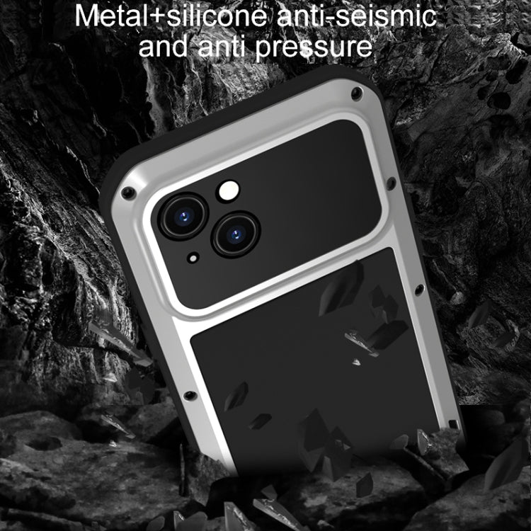 For iPhone 15 LOVE MEI Metal Shockproof Life Waterproof Dustproof Phone Case(Silver) - iPhone 15 Cases by LOVE MEI | Online Shopping UK | buy2fix