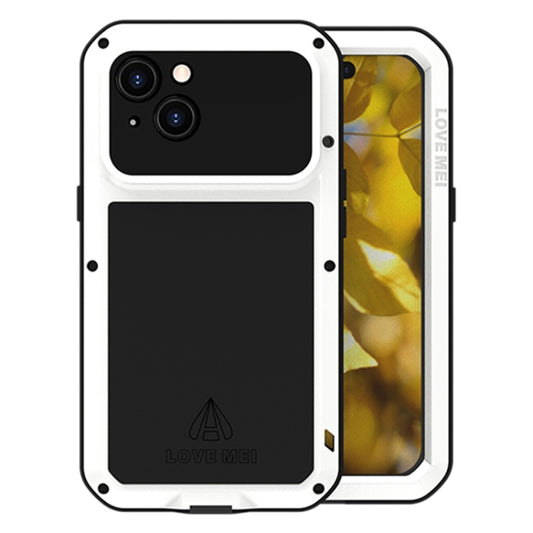For iPhone 15 LOVE MEI Metal Shockproof Life Waterproof Dustproof Phone Case(White) - iPhone 15 Cases by LOVE MEI | Online Shopping UK | buy2fix