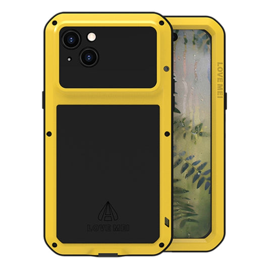 For iPhone 15 Plus LOVE MEI Metal Shockproof Life Waterproof Dustproof Phone Case(Yellow) - iPhone 15 Plus Cases by LOVE MEI | Online Shopping UK | buy2fix