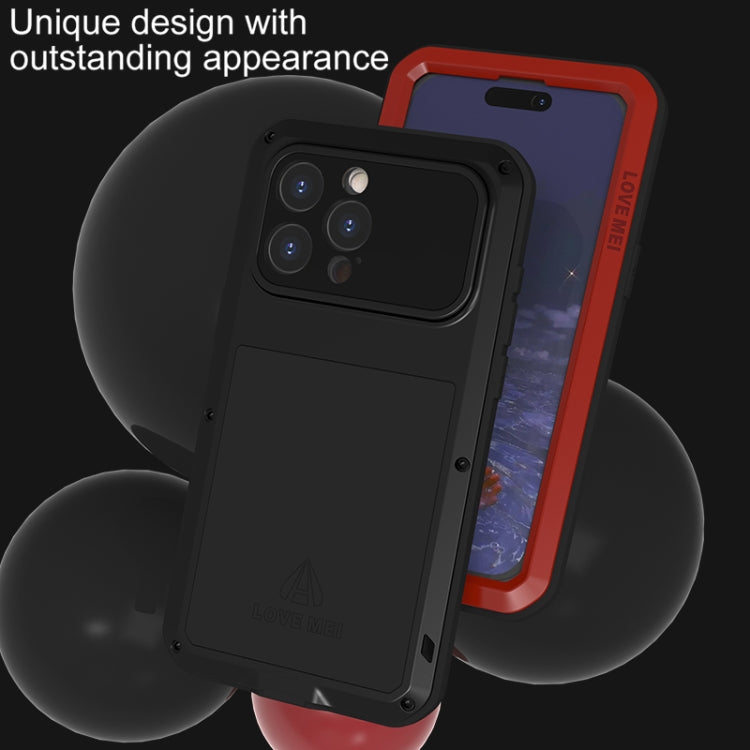 For iPhone 15 Pro Max LOVE MEI Metal Shockproof Life Waterproof Dustproof Phone Case(Red) - iPhone 15 Pro Max Cases by LOVE MEI | Online Shopping UK | buy2fix