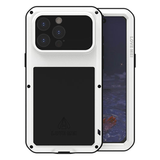 For iPhone 15 Pro Max LOVE MEI Metal Shockproof Life Waterproof Dustproof Phone Case(White) - iPhone 15 Pro Max Cases by LOVE MEI | Online Shopping UK | buy2fix