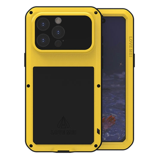 For iPhone 15 Pro Max LOVE MEI Metal Shockproof Life Waterproof Dustproof Phone Case(Yellow) - iPhone 15 Pro Max Cases by LOVE MEI | Online Shopping UK | buy2fix