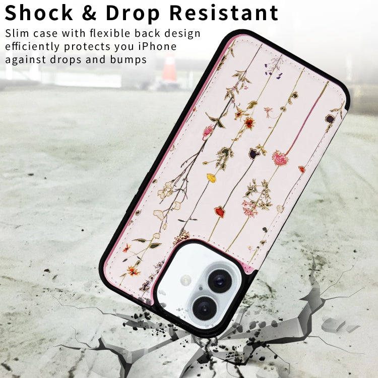 For iPhone 16 Plus Printed Double Buckle RFID Anti-theft Phone Case(Dried Flower World) - iPhone 16 Plus Cases by buy2fix | Online Shopping UK | buy2fix