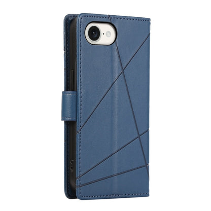 For iPhone SE 2024 PU Genuine Leather Texture Embossed Line Phone Case(Blue) - More iPhone Cases by buy2fix | Online Shopping UK | buy2fix