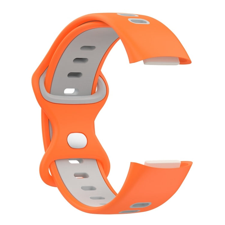 For Fitbit Charge 6 Two Color Silicone Watch Band(Orange Grey) - Watch Bands by buy2fix | Online Shopping UK | buy2fix