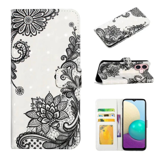 For iPhone 16 Plus Oil Embossed 3D Drawing Leather Phone Case(Lace Flower) - iPhone 16 Plus Cases by buy2fix | Online Shopping UK | buy2fix