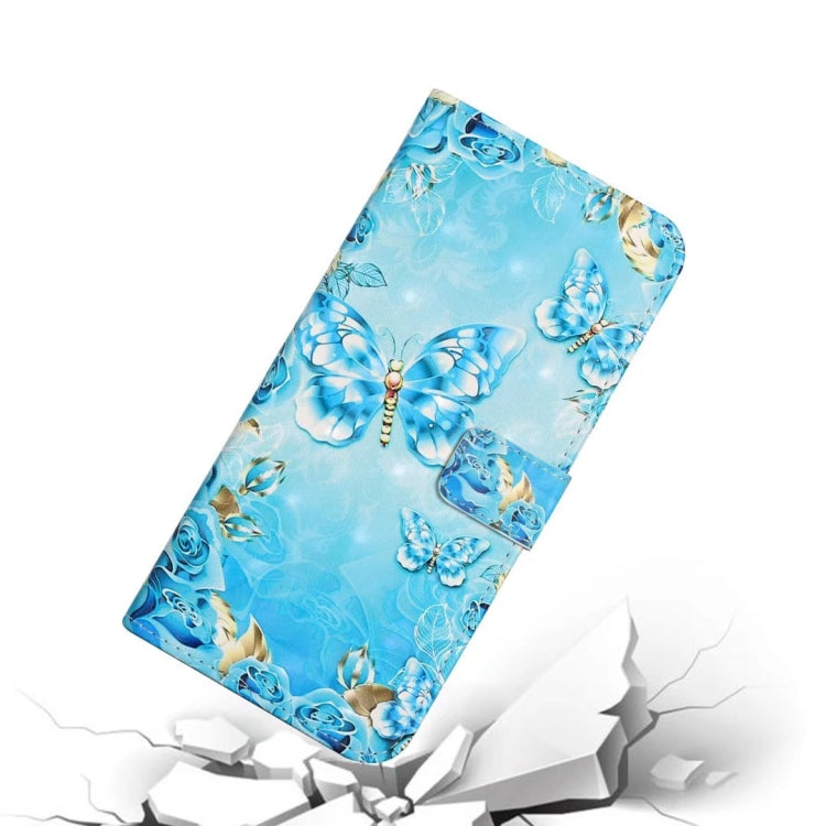 For iPhone 16 Pro Oil Embossed 3D Drawing Leather Phone Case(Blue Butterflies) - iPhone 16 Pro Cases by buy2fix | Online Shopping UK | buy2fix