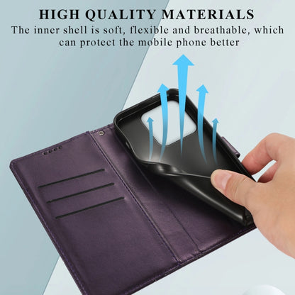 For Xiaomi 13 Pro PU Genuine Leather Texture Embossed Line Phone Case(Purple) - 13 Pro Cases by buy2fix | Online Shopping UK | buy2fix