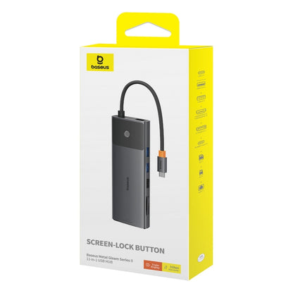 Baseus Metal Gleam Series II 11 in 1 Type-C to 2xHDMI+1xDP+4xUSB+1xType-C+1xRJ45+1xSD/TF HUB Docking Station(Black) - USB HUB by Baseus | Online Shopping UK | buy2fix