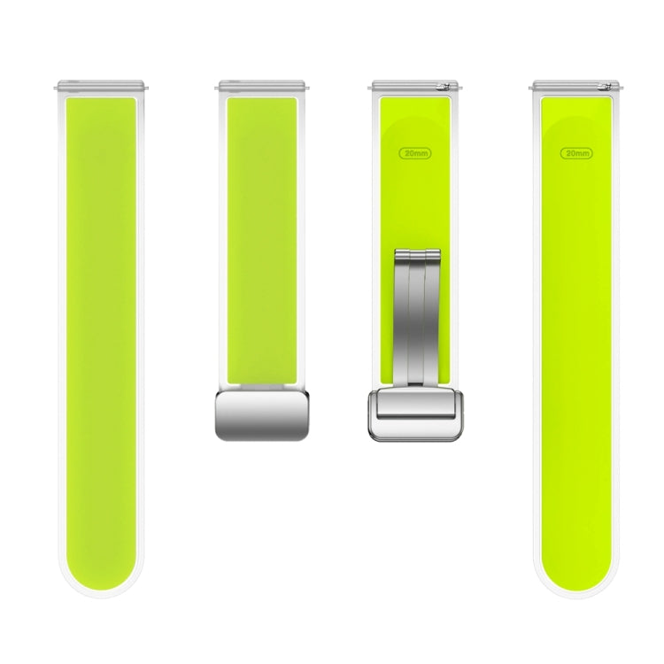 For Samsung Galaxy Watch6 / 5 / 4 Translucent Magnetic Silver Buckle Silicone Watch Band(Green) - Watch Bands by buy2fix | Online Shopping UK | buy2fix