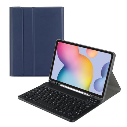 For Samsung Galaxy Tab S9 FE+ Square Cap Bluetooth Keyboard Leather Case with Pen Slot(Dark Blue) - Samsung Keyboard by buy2fix | Online Shopping UK | buy2fix