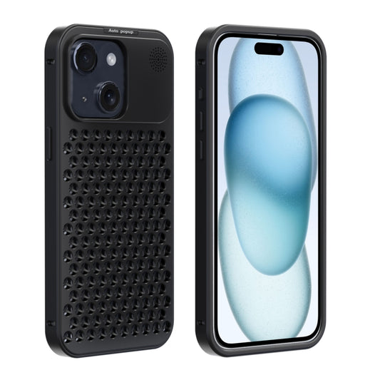 For iPhone 15 Plus R-JUST RJ58 Aromatherapy Metal Cooling Phone Case(Black) - iPhone 15 Plus Cases by R-JUST | Online Shopping UK | buy2fix