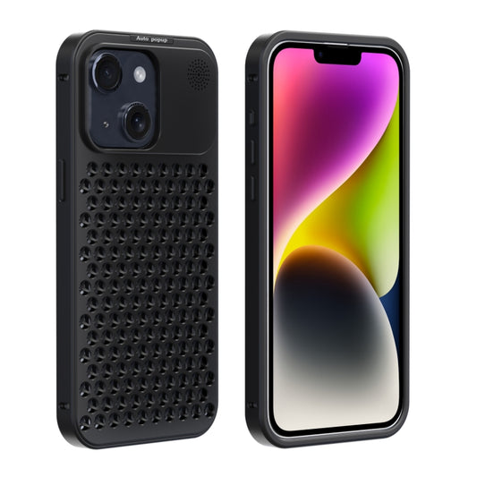 For iPhone 14 R-JUST RJ58 Aromatherapy Metal Cooling Phone Case(Black) - iPhone 14 Cases by R-JUST | Online Shopping UK | buy2fix