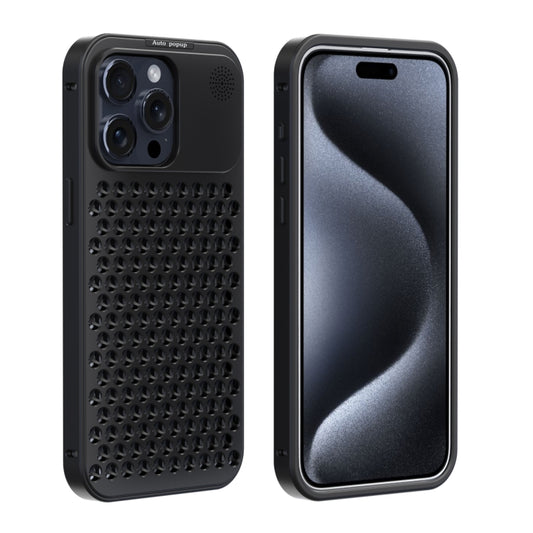 For iPhone 15 Pro Max R-JUST RJ58 Aromatherapy Metal Cooling Phone Case(Black) - iPhone 15 Pro Max Cases by R-JUST | Online Shopping UK | buy2fix