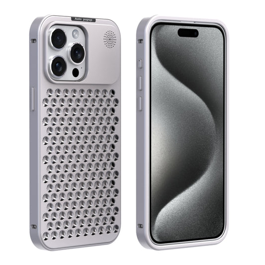 For iPhone 15 Pro Max R-JUST RJ58 Aromatherapy Metal Cooling Phone Case(Silver) - iPhone 15 Pro Max Cases by R-JUST | Online Shopping UK | buy2fix