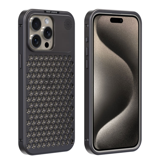 For iPhone 15 Pro Max R-JUST RJ58 Aromatherapy Metal Cooling Phone Case(Grey) - iPhone 15 Pro Max Cases by R-JUST | Online Shopping UK | buy2fix