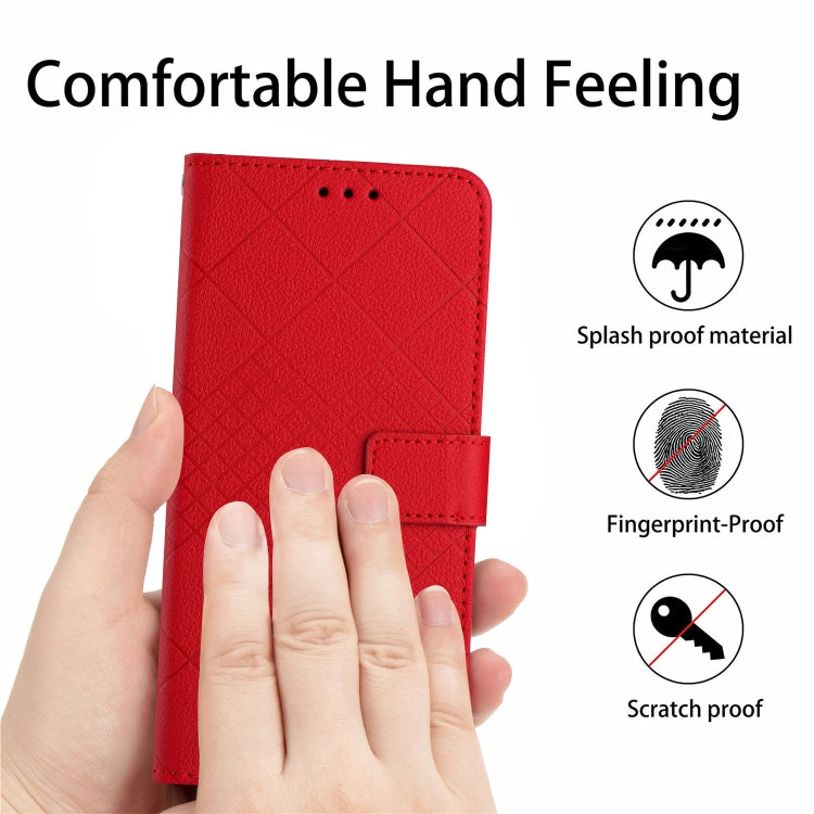 For Google Pixel 9 Pro XL Rhombic Grid Texture Leather Phone Case(Red) - Google Cases by buy2fix | Online Shopping UK | buy2fix