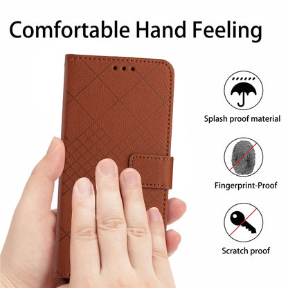 For Motorola Moto G Stylus 5G 2024 Rhombic Grid Texture Leather Phone Case(Brown) - Motorola Cases by buy2fix | Online Shopping UK | buy2fix