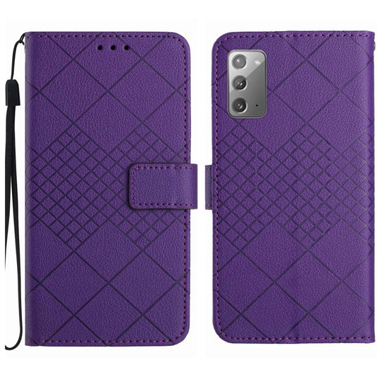 For Samsung Galaxy Note20 Rhombic Grid Texture Leather Phone Case(Purple) - Galaxy Note20 Cases by buy2fix | Online Shopping UK | buy2fix