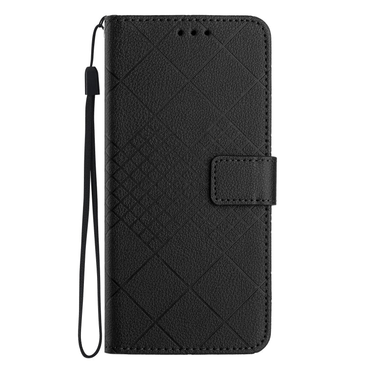 For Samsung Galaxy Note20 Ultra Rhombic Grid Texture Leather Phone Case(Black) - Galaxy Note20 Ultra Cases by buy2fix | Online Shopping UK | buy2fix