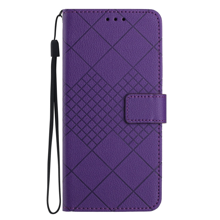 For Samsung Galaxy S21+ 5G Rhombic Grid Texture Leather Phone Case(Purple) - Galaxy S21+ 5G Cases by buy2fix | Online Shopping UK | buy2fix