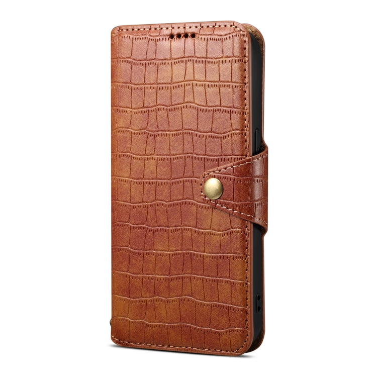 For Google Pixel 8 Pro Denior Crocodile Texture Oil Edge Leather Phone Case(Brown) - Google Cases by Denior | Online Shopping UK | buy2fix