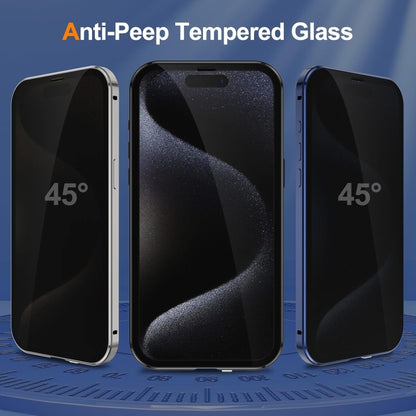 For iPhone 15 Plus Anti-peeping Magnetic Double-sided Tempered Glass Phone Case(Grey) - iPhone 15 Plus Cases by buy2fix | Online Shopping UK | buy2fix