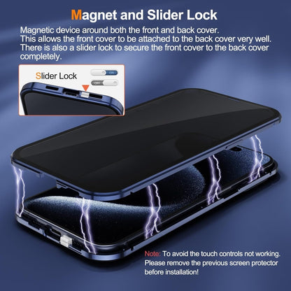 For iPhone 16 Anti-peeping Magnetic Double-sided Tempered Glass Phone Case(Silver) - iPhone 16 Cases by buy2fix | Online Shopping UK | buy2fix