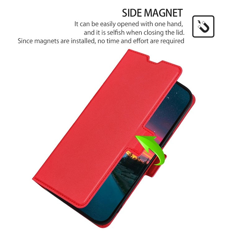 For Motorola Moto G Play 4G 2024 Ultra-thin Voltage Side Buckle Horizontal Flip Leather Phone Case(Red) - Motorola Cases by buy2fix | Online Shopping UK | buy2fix