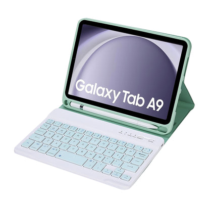 For Samsung Galaxy Tab A9 X110/X115 A221B Candy Color TPU Bluetooth Keyboard Leather Tablet Case with Pen Holder(Light Green) - Samsung Keyboard by buy2fix | Online Shopping UK | buy2fix