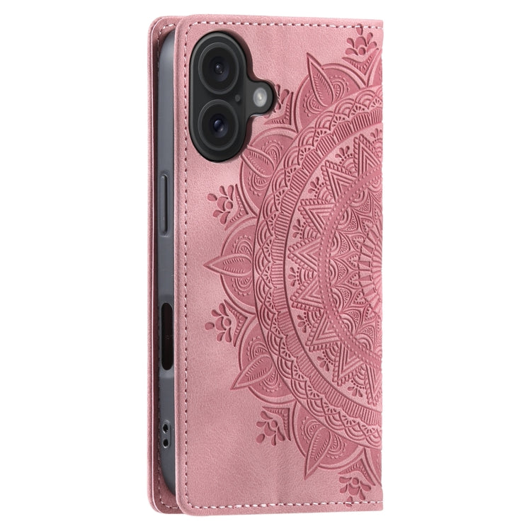 For iPhone 16 Plus Totem Embossed Magnetic Leather Phone Case(Rose Gold) - iPhone 16 Plus Cases by buy2fix | Online Shopping UK | buy2fix